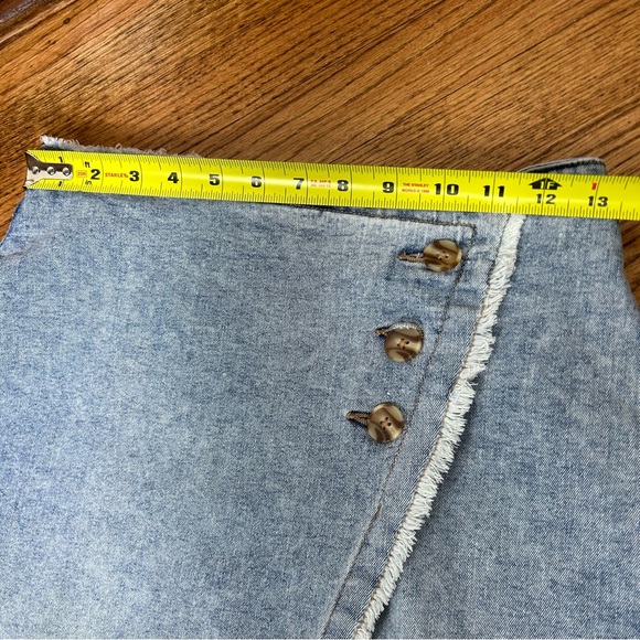 Sincerely Jules | Asymmetrical Denim Button Front Slit Midi Skirt Size 3/26 - Picture 9 of 12